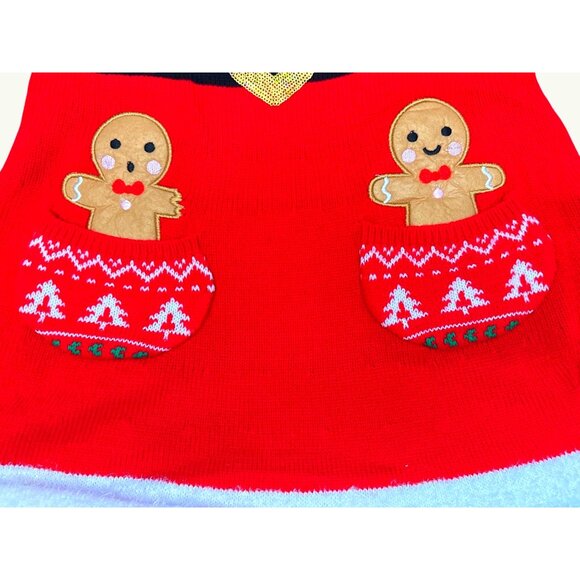 CCC Margaux & Lexi Girls Red Holiday Dress Gingerbread Appliqués Heart Buttons L - Picture 6 of 8